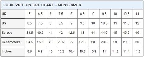 louis vuitton shoe sizes|louis vuitton clothing size chart.